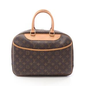 Louis Vuitton Deauville Bowling Vanity Handbag Leather Monogram Brown